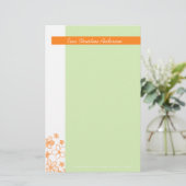 Blume Scribbles Green ・ Stationery Briefpapier (Stehend Vorderseite)
