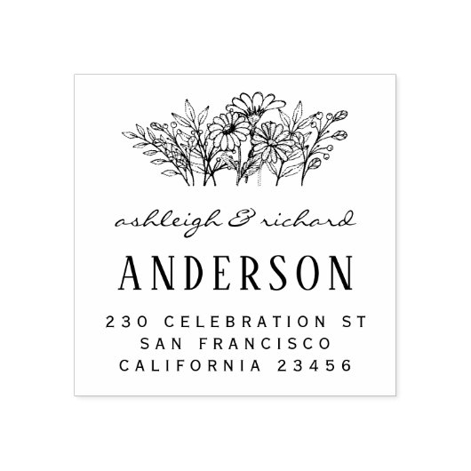 Blume Script-Hochzeitnamen benutzerdefinierte Rück Gummistempel (Prägung)