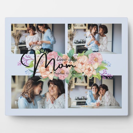 Blume Script-Liebe Mama 4 FotoCollage Fotoplatte (Vorderseite)