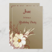 Blume Scroll Happy Birthday Einladung (Vorne/Hinten)