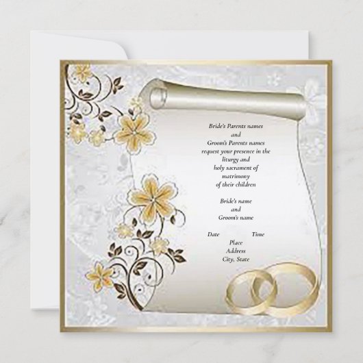 Blume Scroll Hochzeit Einladung (Vorderseite)