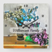 Blume Seide und Mais 2190 Quadratische Wanduhr (Vorderseite)