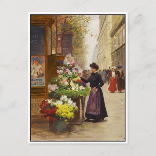 Blume Seller in Paris von Victor Gilbert Postkarte (Vorderseite)