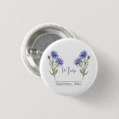 Blume September Aster Button (Vorne & Hinten)