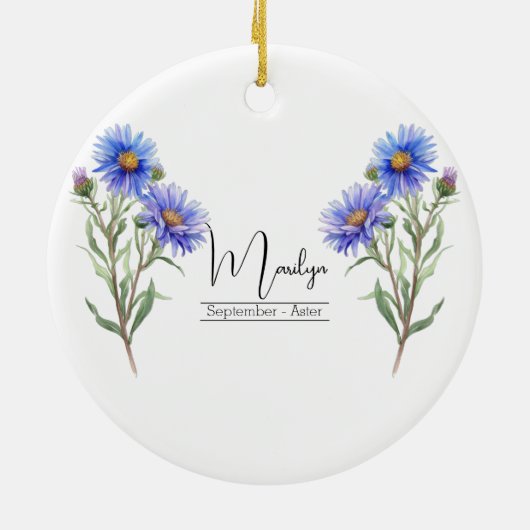 Blume September Aster Keramik Ornament (Hinten)