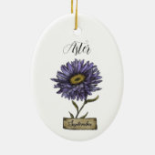 Blume SEPTEMBER Geburtstag Lila Aster Keramik Ornament (Hinten)