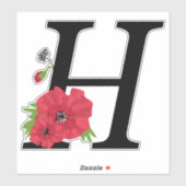Blume Set, Monogramm H, Buchstabe H, Blume, Monogr Aufkleber (Blatt)