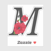 Blume Set, Monogramm M, Buchstabe M, Blume, Monogr Aufkleber (Blatt)
