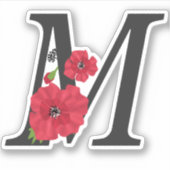 Blume Set, Monogramm M, Buchstabe M, Blume, Monogr Aufkleber (Vorderseite)