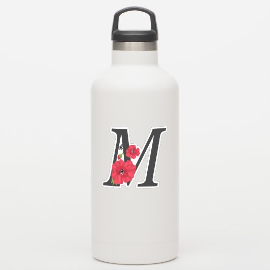 Blume Set, Monogramm M, Buchstabe M, Blume, Monogr Aufkleber (Wassserflasche)