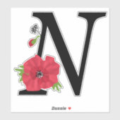 Blume Set, Monogramm N, Buchstabe N, Blume, Monogr Aufkleber (Blatt)