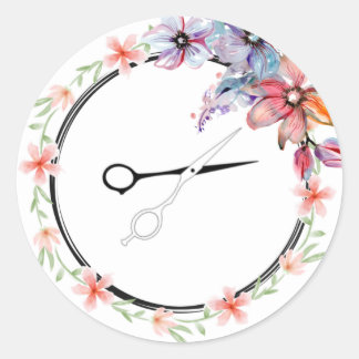 Blume Shears Runder Aufkleber