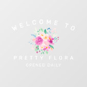 Blume Shop Business Willkommenszeichen Aquarell Fensteraufkleber (Blatt)