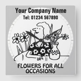 Blume Shop Florist Mauer Quadratische Wanduhr