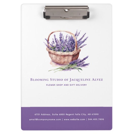 Blume Shop Lavendel Personalisiert Elegante Klemmbrett (Vorderseite)