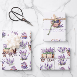 Blume Shop Lavendel Personalisiert Geschenkpapier Set