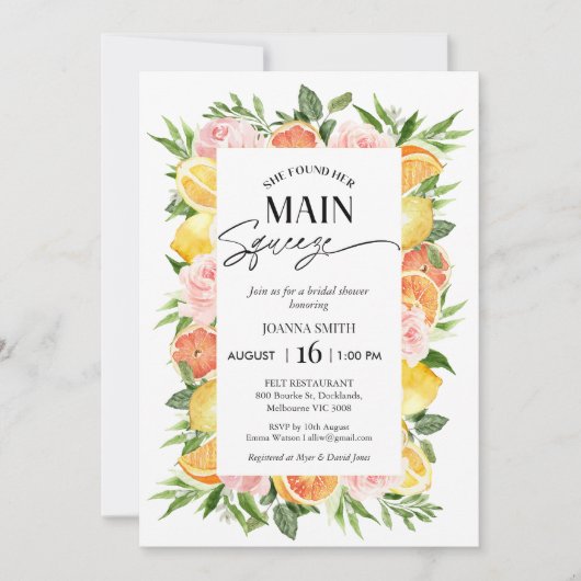 Blume sie fand ihr Haupt-Squeeze-Brautparty Einladung (Vorderseite)