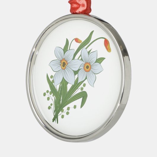 Blume Silbernes Ornament (Links)