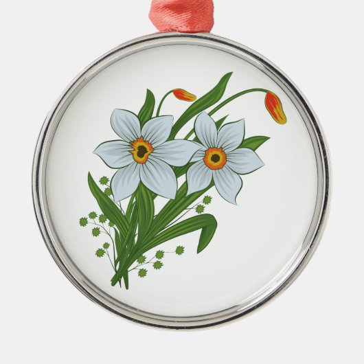 Blume Silbernes Ornament (Vorne)