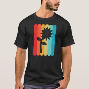 Blume Silhouette Retro Vintag Lines 70er 80er Dist T-Shirt