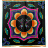 Blume Silhouette Turquoise Kokopelli Duschvorhang (Vorderseite)