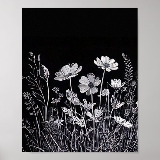 Blume Silhouette Wanddekor Poster (Vorne)