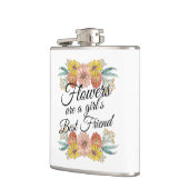 Blume sind ein Girl Best Friend - Zinnia Art Flachmann (Links)