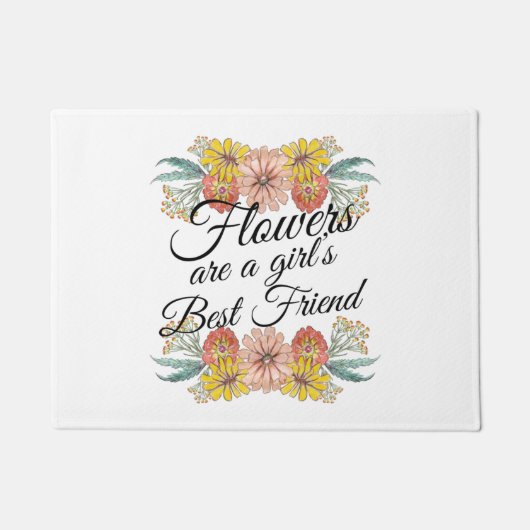 Blume sind ein Girl Best Friend - Zinnia Art Fußmatte (Vorderseite)