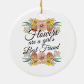 Blume sind ein Girl Best Friend - Zinnia Art Keramik Ornament (Hinten)