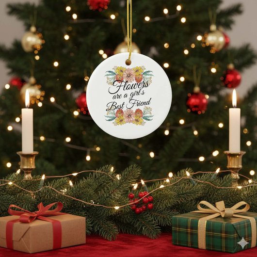 Blume sind ein Girl Best Friend - Zinnia Art Keramik Ornament