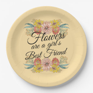 Blume sind ein Girl Best Friend - Zinnia Art Pappteller