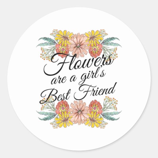 Blume sind ein Girl Best Friend - Zinnia Art Runder Aufkleber (Vorderseite)
