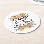 Blume sind ein Girl Best Friend - Zinnia Art Runder Pappuntersetzer (Angewinkelt)
