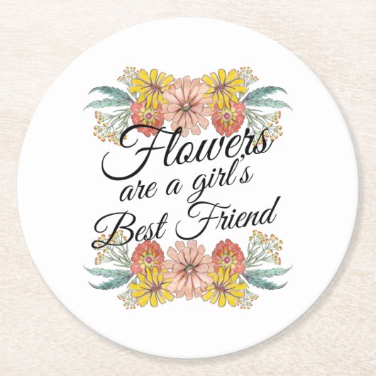 Blume sind ein Girl Best Friend - Zinnia Art Runder Pappuntersetzer (Vorderseite)