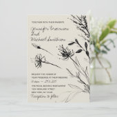 Blume Sketch Botanisches Retropapier Einladung (Stehend Vorderseite)