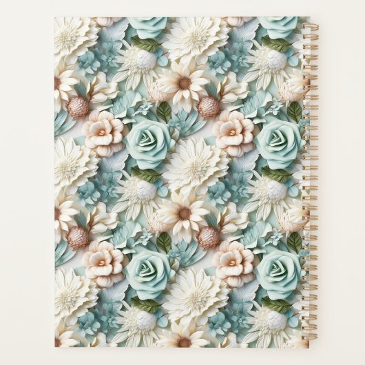 Blume-Skript für verstaubte grüne Creme 2026 Planer (Rückseite)