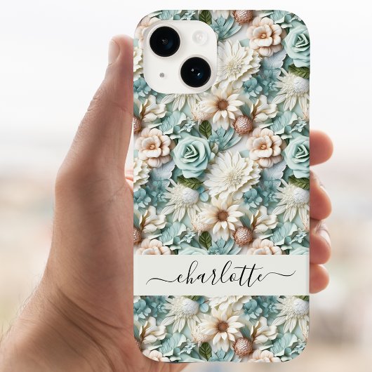 Blume-Skripte für verstaubte grüne Creme Case-Mate iPhone Hülle