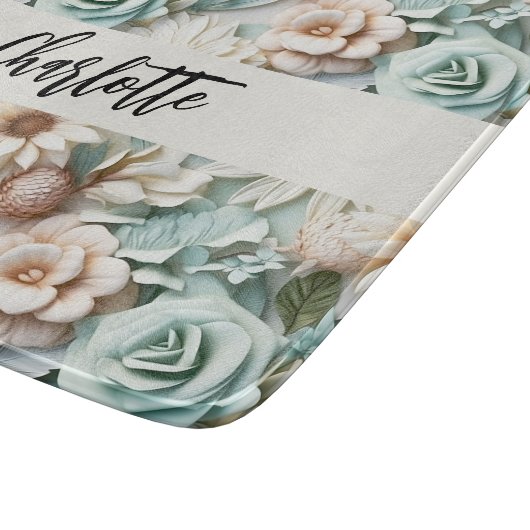 Blume-Skripte für verstaubte grüne Creme Schneidebrett (Ecke)