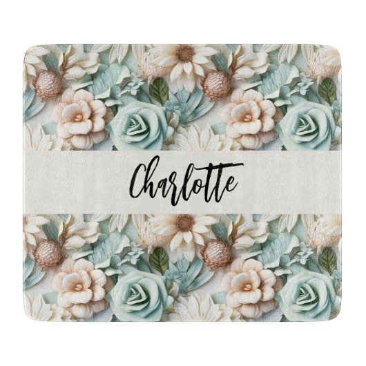 Blume-Skripte für verstaubte grüne Creme Schneidebrett (Vorderseite)