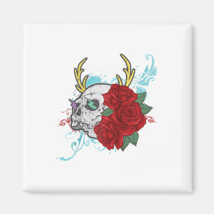 Blume Skull and Rose Tattoo Kunstgiesserei Magnet