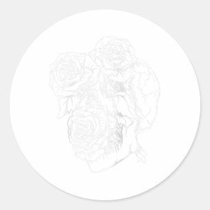 Blume Skull and Rose Tattoo Kunstgiesserei Runder Aufkleber