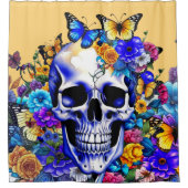 Blume Skull Duschvorhang (Vorderseite)
