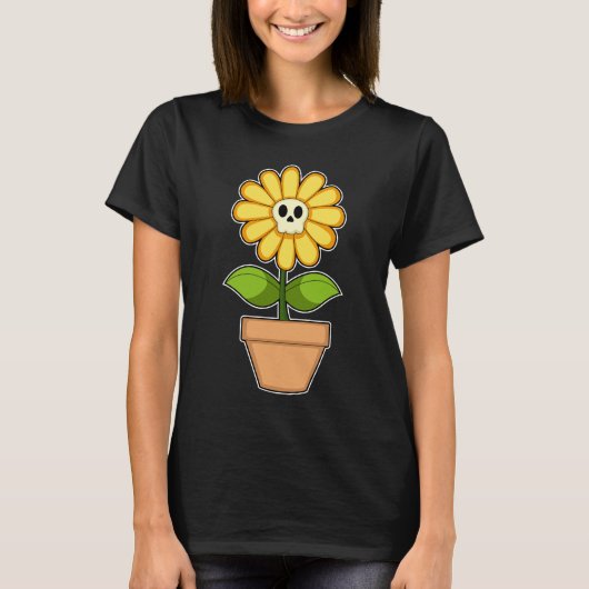 Blume Skull Halloween T-Shirt (Vorderseite)
