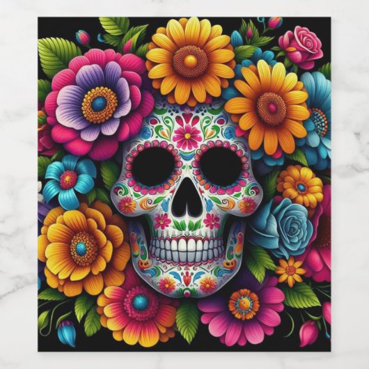 Blume Skull-Label! Weinetikett (Einzelnes Label)