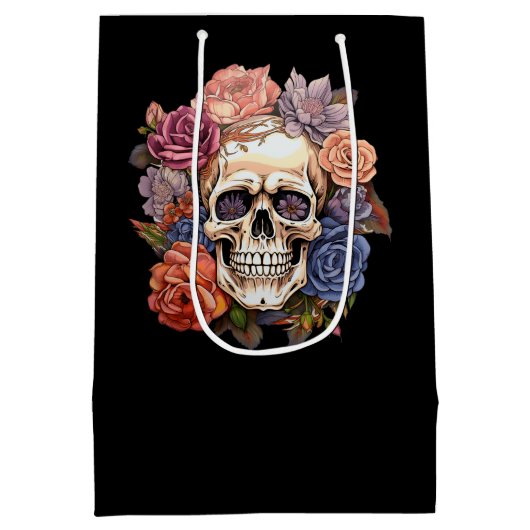 Blume Skull Mittlere Geschenktüte (Rückseite)