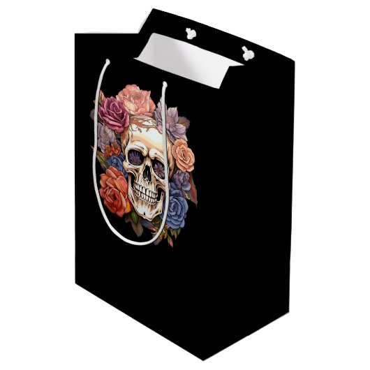 Blume Skull Mittlere Geschenktüte (Rückseite Schrägansicht)