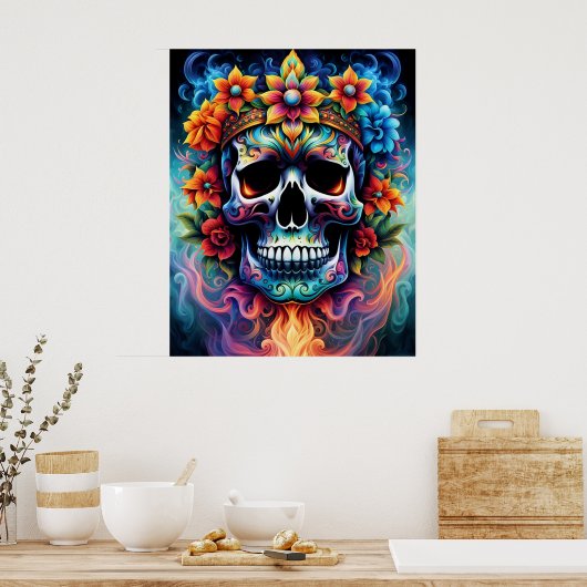 Blume Skull Poster (Küche)