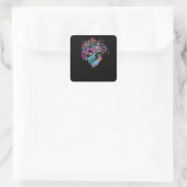 Blume Skull Quadratischer Aufkleber (Tasche)