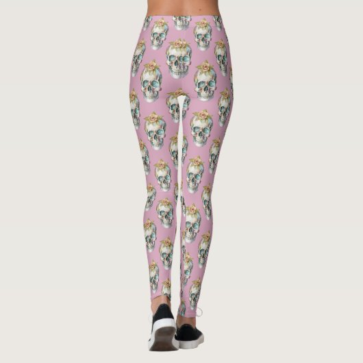 Blume Skulls - Dusty Rose - Leggings (Rückseite)