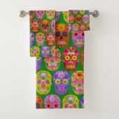 Blume Skulls Nahtloses Muster 2018 Badhandtuch Set (Insitu)